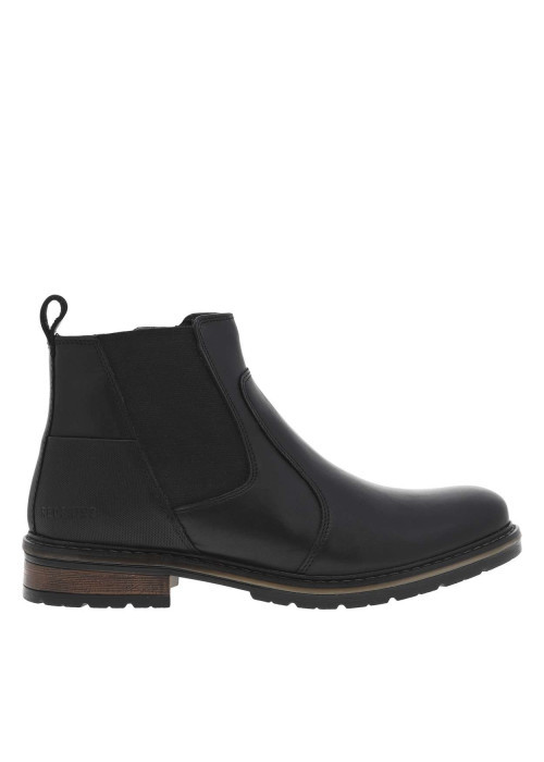 Boots en cuir noires type chelsea à talon plat et à zip latéral