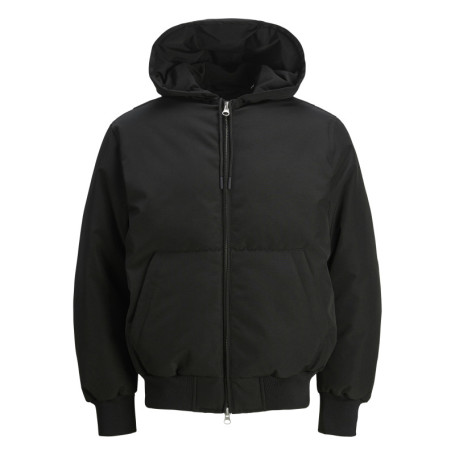 Blouson noir uni à coupe droite avec un col à...