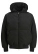 Thumbnail Blouson noir uni à coupe droite avec un col à capuche et fermeture zippée