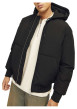 Thumbnail Blouson noir uni à coupe droite avec un col à capuche et fermeture zippée - Image 4