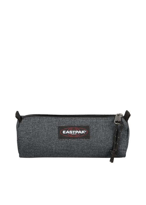 Trousse anthracite unie avec zip et étiquette de la marque à l'avant