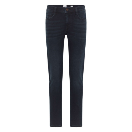 Jean en coton mélangé bleu indigo délavé à...