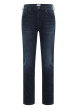 Thumbnail Jean en coton bleu indigo délavé avec une taille mi-haute et une coupe slim