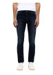 Thumbnail Jean en coton bleu indigo délavé avec une taille mi-haute et une coupe slim - Image 5