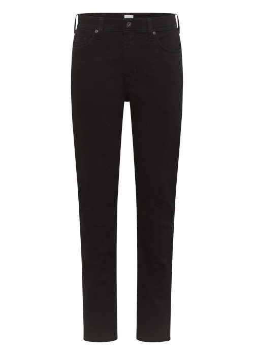 Jean en coton noir uni avec une coupe slim et une taille mi-haute