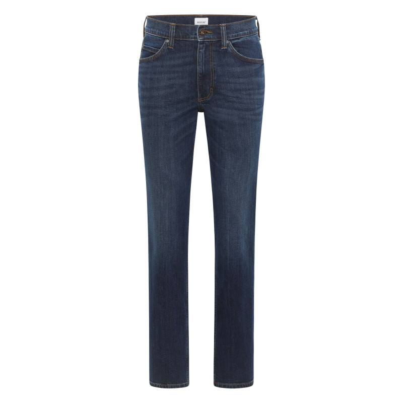 Mustang - Jean En Coton Bleu Indigo Délavé à Coupe Regular Fit Et à Taille Mi-haute - Bleu Indigo Mustang - Jean En Coton Bleu Indigo Délavé à Coupe Regular Fit Et à Taille Mi-haute - Bleu Indigo