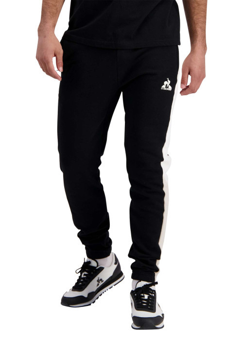 Jogging en coton noir uni avec une coupe slim et bandes blanches