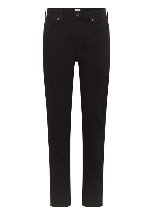 Jean en coton noir uni avec une coupe slim et une taille mi-haute