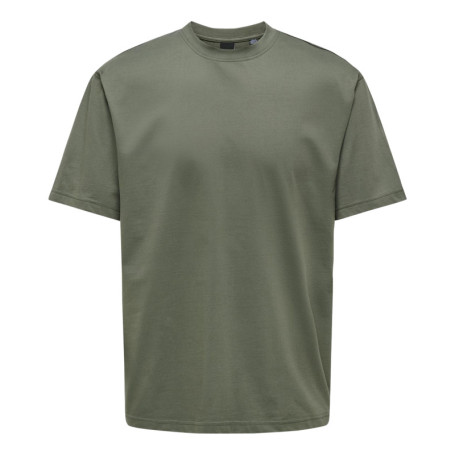 T-shirt en coton biologique olive uni à coupe...