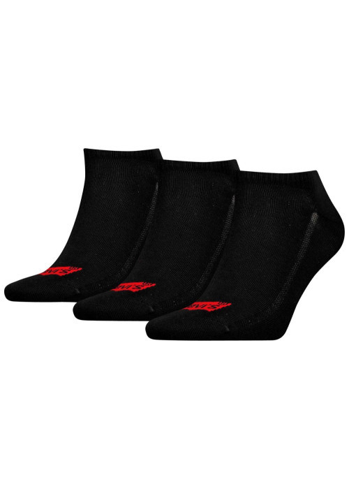 Lot de 3 paires de chaussettes taille basse noires unies avec logo Levi's®