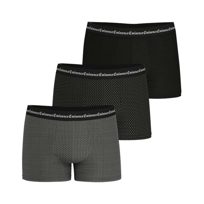 Eminence - Lot De 3 Boxers Classiques En Coton Noirs Imprimés à Taille élastiquée - Noirs Eminence - Lot De 3 Boxers Classiques En Coton Noirs Imprimés à Taille élastiquée - Noirs