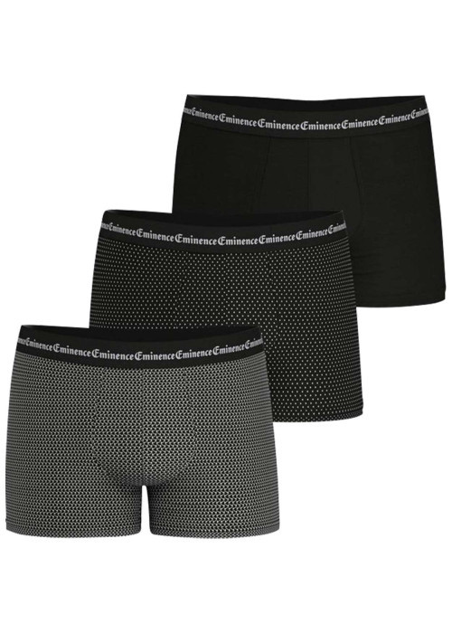 Lot de 3 boxers classiques en coton noirs imprimés à taille élastiquée