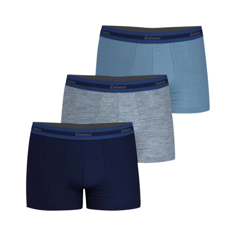 Eminence - Lot De 3 Boxers Classiques En Coton Tricolores à Taille élastiquée - Bleus Eminence - Lot De 3 Boxers Classiques En Coton Tricolores à Taille élastiquée - Bleus