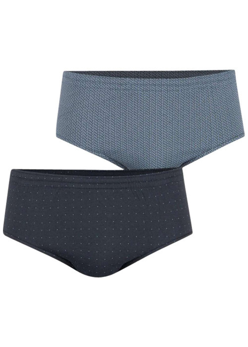 Lot de 2 slips en coton bicolore à motifs taille haute à taille élastiquée