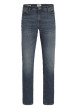 Thumbnail Jean en coton biologique bleu indigo délavé aux cuisses à coupe regular fit