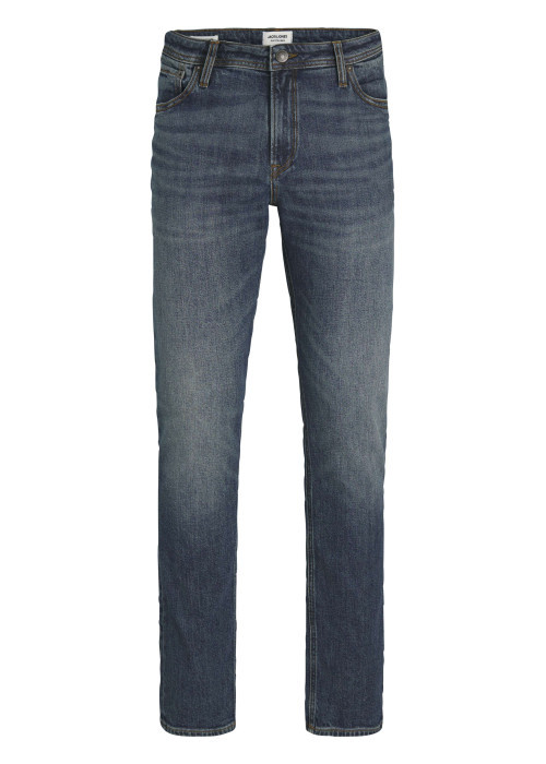 Jean en coton biologique bleu indigo délavé aux cuisses à coupe regular fit