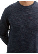Thumbnail Pull marine uni avec une coupe droite, col rond et à manches longues - Image 3