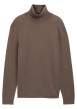Thumbnail Pull en coton marron uni avec une coupe droite et un col roulé