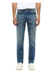 Thumbnail Jean en coton stone délavé à coupe regular fit et surpiqûres camel - Image 5