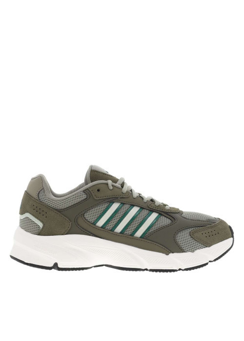 Baskets running kaki à talon plat et à lacets ronds avec logo vert