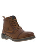 Thumbnail Bottines en cuir cognac à talon plat et à lacets plats et zip latéral - Image 3
