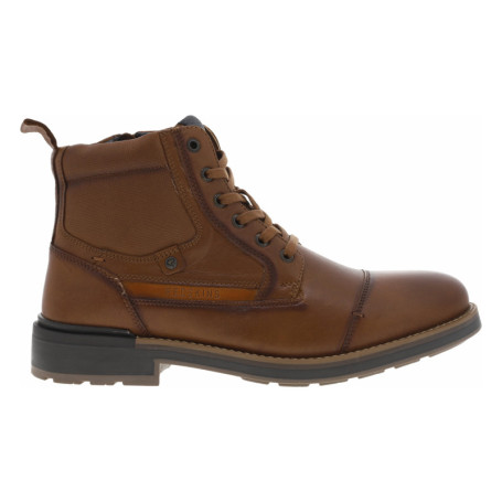 Bottines en cuir cognac à talon plat et à...