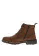 Thumbnail Bottines en cuir cognac à talon plat et à lacets plats et zip latéral - Image 2