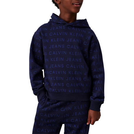 Sweat à capuche en coton nuit monogrammes avec...