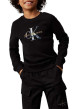 Thumbnail Sweat en coton mélangé noir monogrammes avec un col rond et nom iconique