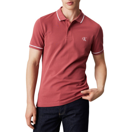 Polo en coton brique uni avec une coupe droite...