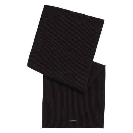 Echarpe en coton noire unie avec patch brodé du...