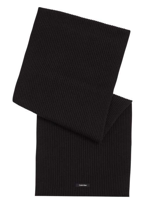 Echarpe en coton noire unie avec patch brodé du...