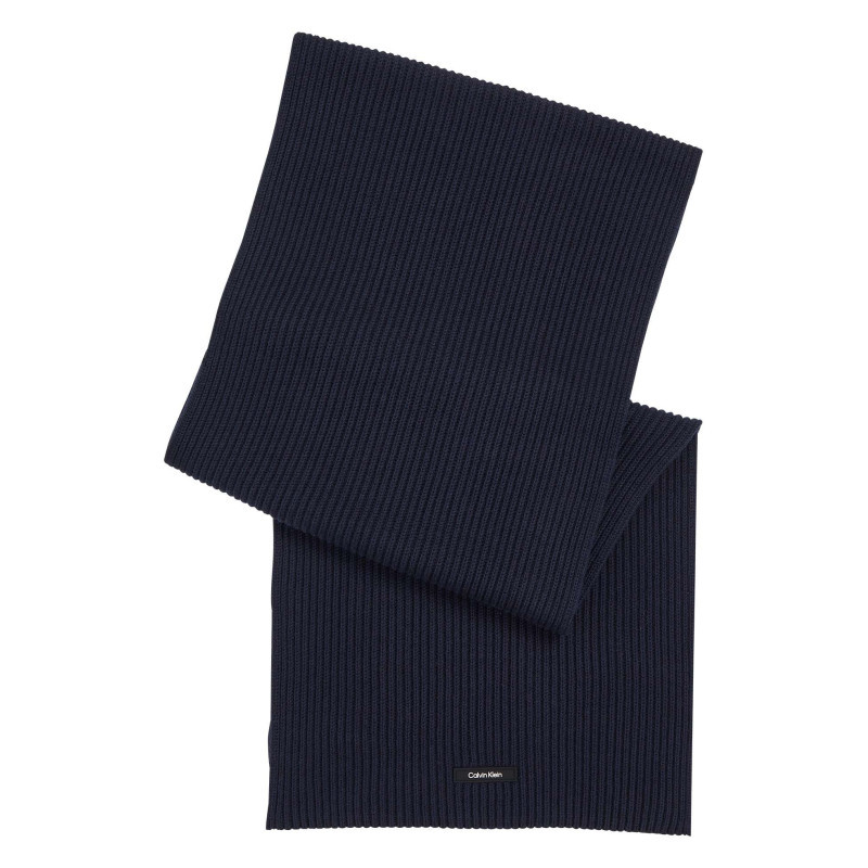 Calvin Klein Jeans - Echarpe En Coton Marine Unie Avec Patch Brodé Au Nom De La Marque - Marine Calvin Klein Jeans - Echarpe En Coton Marine Unie Avec Patch Brodé Au Nom De La Marque - Marine
