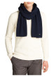 Thumbnail Echarpe en coton marine unie avec patch brodé au nom de la marque - Image 3