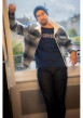 Thumbnail Bonnet en coton marine uni avec nom iconique de la marque à l'avant