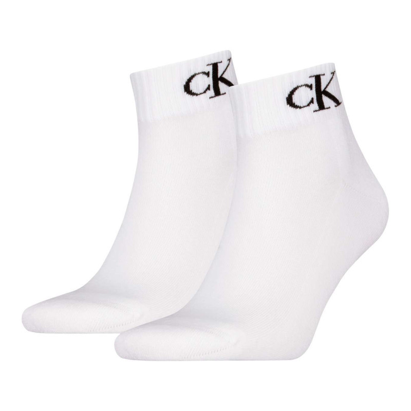 Calvin Klein Jeans - Lot De 2 Paires De Chaussettes Hautes En Coton Mélangé Blanches à Coupe Haute - Blanches Calvin Klein Jeans - Lot De 2 Paires De Chaussettes Hautes En Coton Mélangé Blanches à Coupe Haute - Blanches