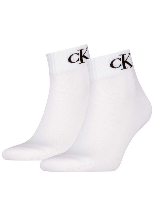 Lot de 2 paires de chaussettes hautes en coton mélangé blanches à coupe haute