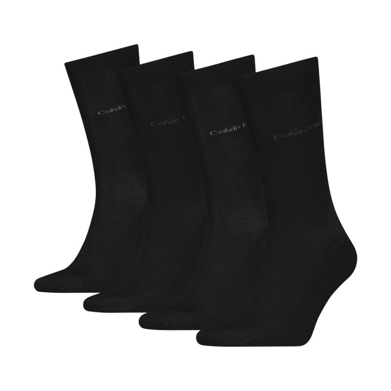 Calvin Klein Jeans - Lot De 4 Paires De Chaussettes Hautes Noires Unies à Coupe Haute - Noires Calvin Klein Jeans - Lot De 4 Paires De Chaussettes Hautes Noires Unies à Coupe Haute - Noires