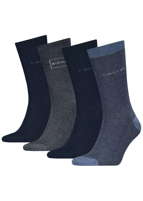 Lot de 4 paires de chaussettes hautes marine unies à coupe haute