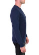 Thumbnail Pull bleu marine en maille uni avec une coupe près du corps et un col rond - Image 5