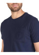 Thumbnail T-shirt en coton bleu marine uni à col rond avec une petite poche à la poitrine - Image 3