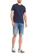 Thumbnail T-shirt en coton bleu marine uni à col rond avec une petite poche à la poitrine - Image 4