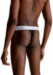 Thumbnail Lot de 3 strings en coton noirs unis avec une ceinture élastiquée blanche - Image 2