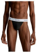 Thumbnail Lot de 3 strings en coton noirs unis avec une ceinture élastiquée blanche - Image 4