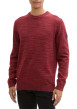 Thumbnail Pull bordeaux uni avec un col rond à coupe droite et un patch d'authenticité