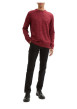 Thumbnail Pull bordeaux uni avec un col rond à coupe droite et un patch d'authenticité - Image 3