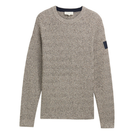 Pull en coton beige moucheté à coupe droite,...