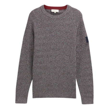 Pull en coton marine moucheté droit à col rond...
