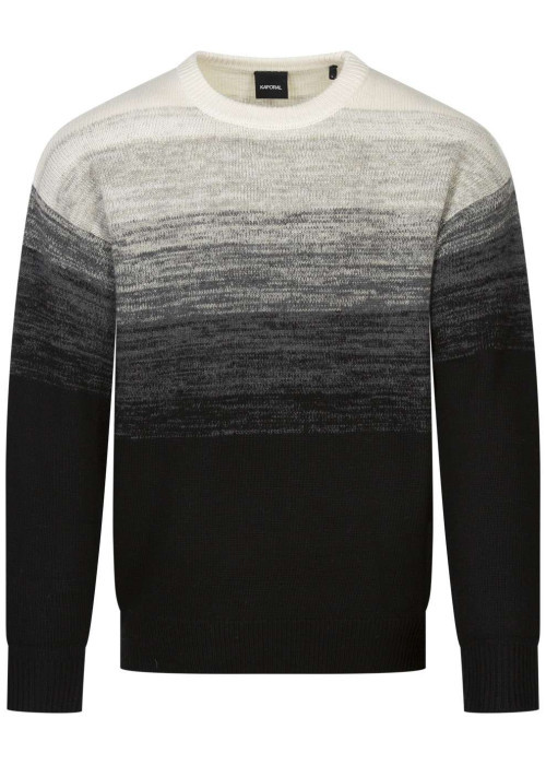 Pull noir en maille côtelée à coupe droite avec col rond et effet dégradé
