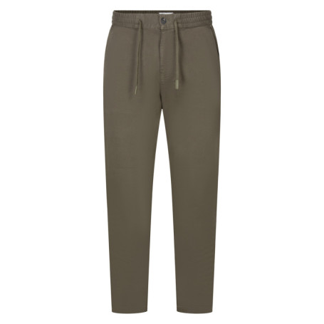 Pantalon en coton mélangé kaki uni avec une...